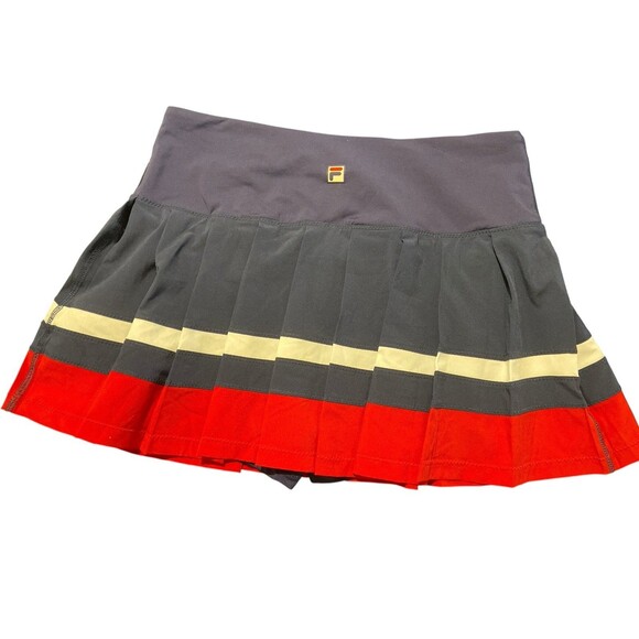 Fila Athletic Pleated Skort Blue Red‎ White Trim S Built-in Shorts Tennis Logo - Picture 1 of 7